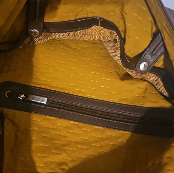 TUMI Shoulder Bag Messenger Bag Crossbody Brown Slim Flap Leather Unisex - Picture 8 of 13